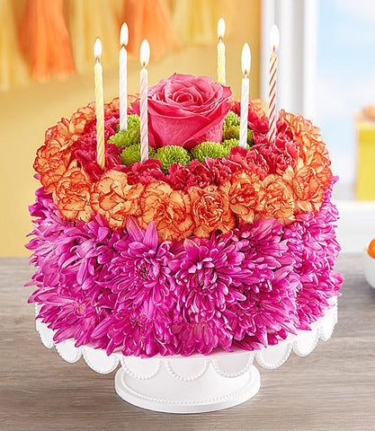 Birthday Wishes Flower Cake - Vibrant