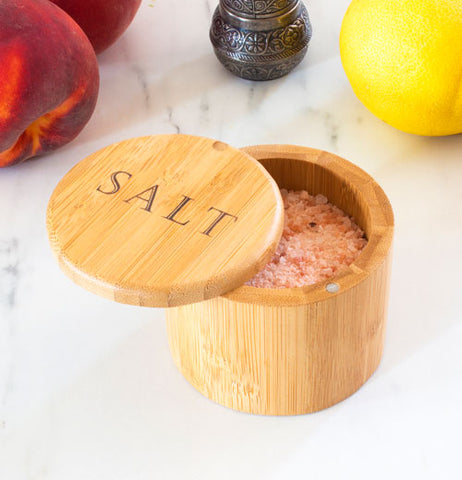 Salt Box With Engraved Magnetic Swivel Lid