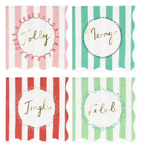 Striped Christmas Paper Napkins