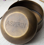 Antique Brass Aspirin Pill Box