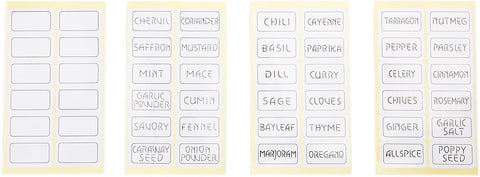 Set of 48 White Spice Labels