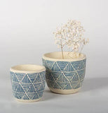 Blue Geometric Cement Flower Pots