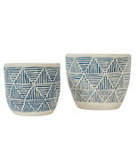 Blue Geometric Cement Flower Pots