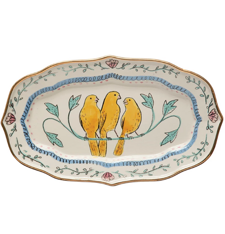Ceramic Platter With Birds