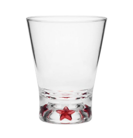 Patriotic Acrylic Low Ball, Red Stars