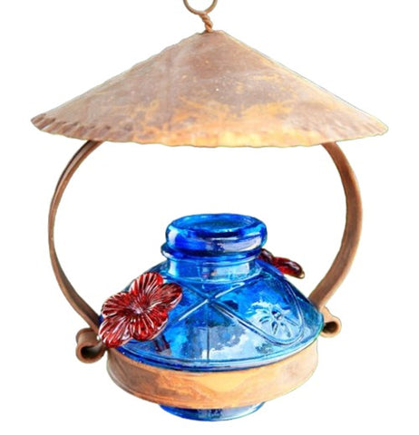 Pot De Creame Shelter Hummingbird Feeder