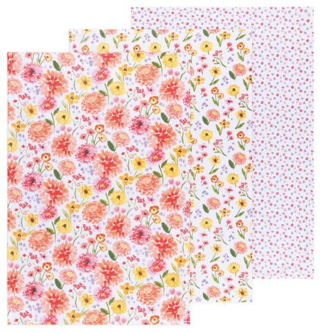 Cottage Floral Floursack Dishtowel Set of 3