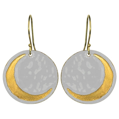 Crescent Moon Earrings, "White"
