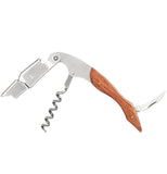 All the corkscrew's extra tools and attachments, including the prying tool and knife blade, are shown in the open position.