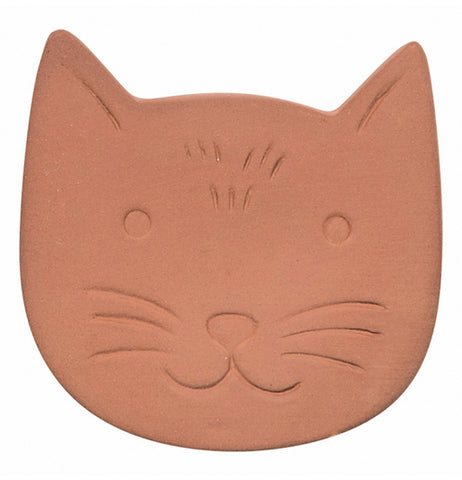 This terracotta sugar saver is shaped like a cat's face.