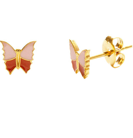 Spring Butterfly Stud Earrings-Pink & Orange