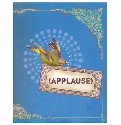 This magnet is blue with a green bird and says "Applause."
