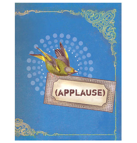 This magnet is blue with a green bird and says "Applause."