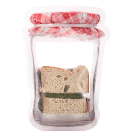 A sandwich inside the large Zipper Bag Jam Jar. 