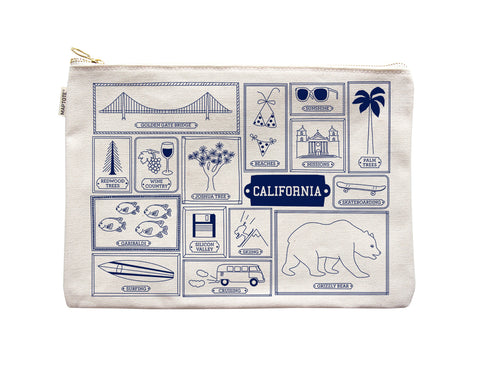 Flat Zipper Pouch "California" Natural