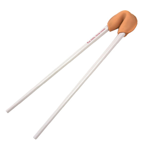 Chopsticks with a fortune cookie.
