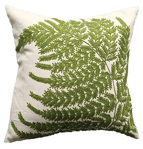 20" Square Cotton Pillow w/ Fern Fronds