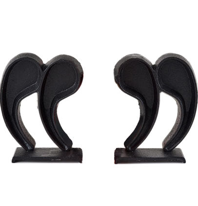 Cast Iron Quotation Marks Bookends, Set of 2