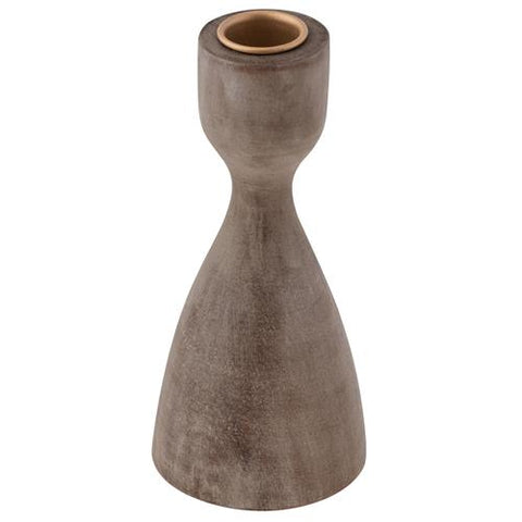 Small Gray Wood Candle Holder
