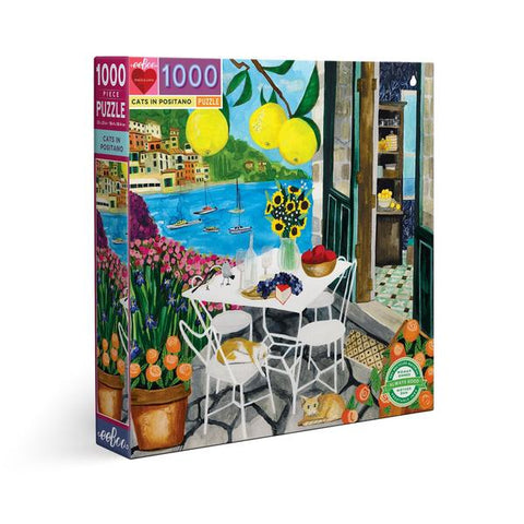 "Cats in Positano" Puzzle, Square (1000 Piece)