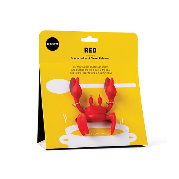 OTOTO Red the Crab Silicone Utensil Rest - Kitchen Gifts, Silicone