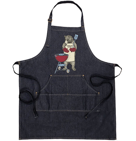 California Grillin' Bear Denim Apron
