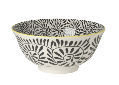 Stamped 6-Inch Bowl, "Black Vines"