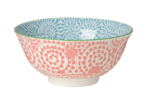 Orange and Blue Swirls Stamped Bowl