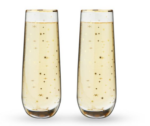 "Starlight" Stemless Champagne Flutes (Set of 2)