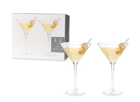 "Stemmed Crystal" Martini Glasses (Set of 2)