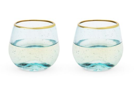 "Gold Rim Bubble" Wine Glasses ( Set of 2)