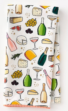 Champagne and Cheese Tea Towel