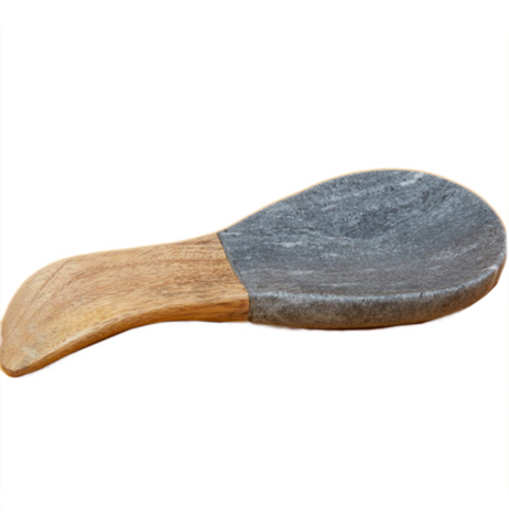 Gray Marble & Wood Spoon Rest