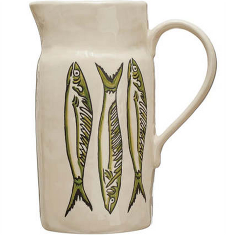 Stoneware Pitcher with Sardines