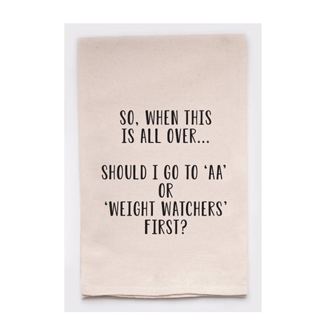 Tea Towel, "AA Or Weight Watchers"