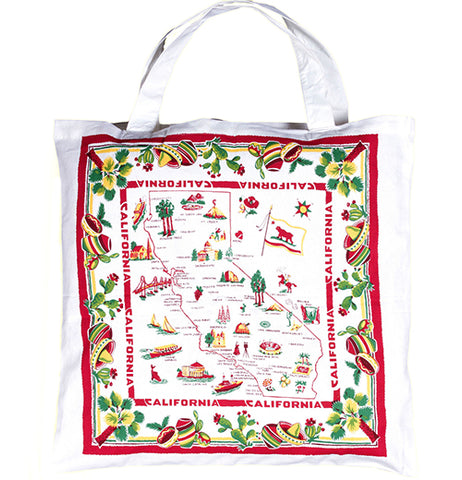 Red and White California Market Tote