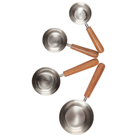 Danica Silver and Acacia Wood Measuring Cups (Set of 4)