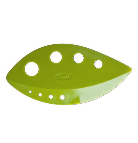8 holes to pull stems through. An exceptional tool for removing leaves from stems on kale and greens.