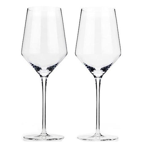 These two wine glasses are made from crystal chardonnay and are a foot tall.