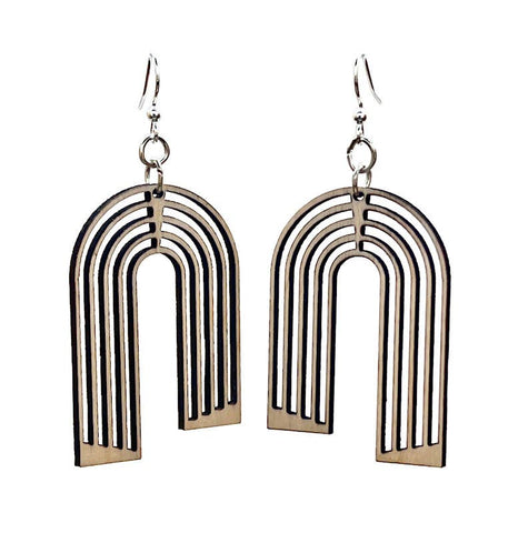 Modern Arches Earrings: Natural Wood