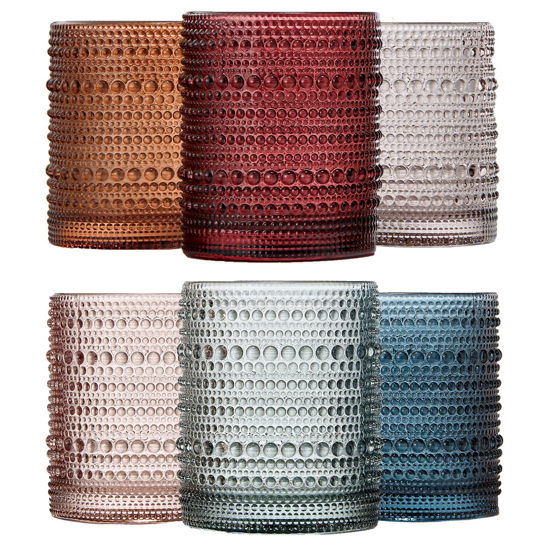 Hobnail Colored Beaded Tumbler Drinking Glass