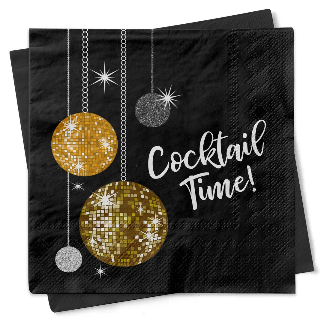Disco Ball Cocktail Time Beverage Napkin