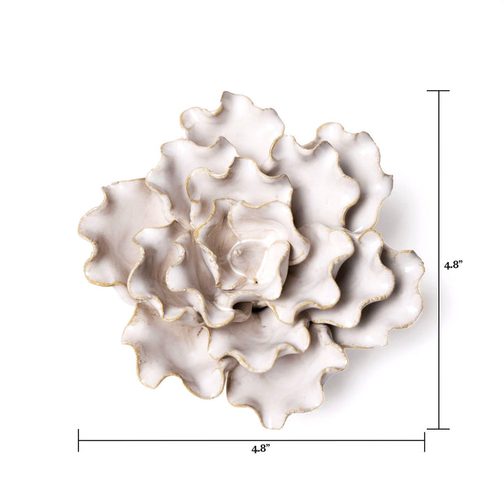 White Ceramic Flower Hanging: Pearl Zinnia