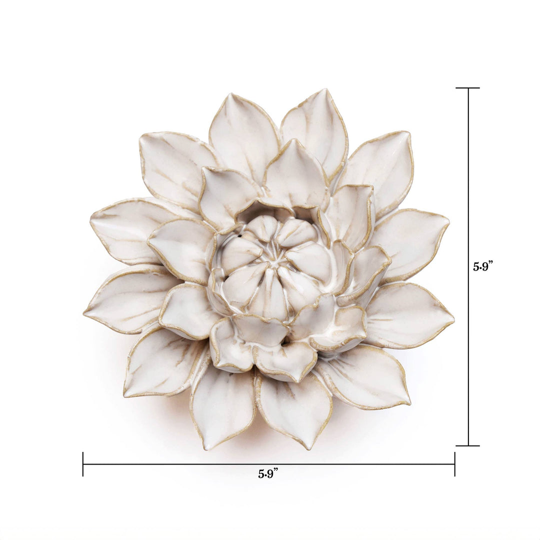 White Ceramic Flower Hanging: Pearl Zinnia