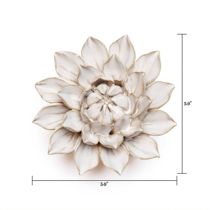 White Ceramic Flower Hanging: Pearl Zinnia