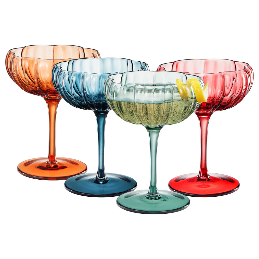 Flower Coupe Cocktail Colored Glass