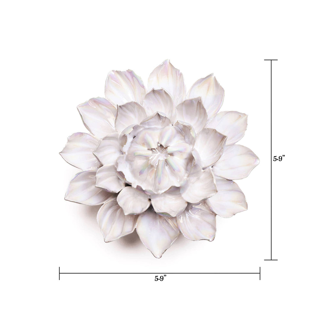White Ceramic Flower Hanging: Pearl Zinnia