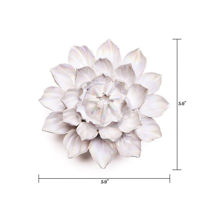 White Ceramic Flower Hanging: Pearl Zinnia