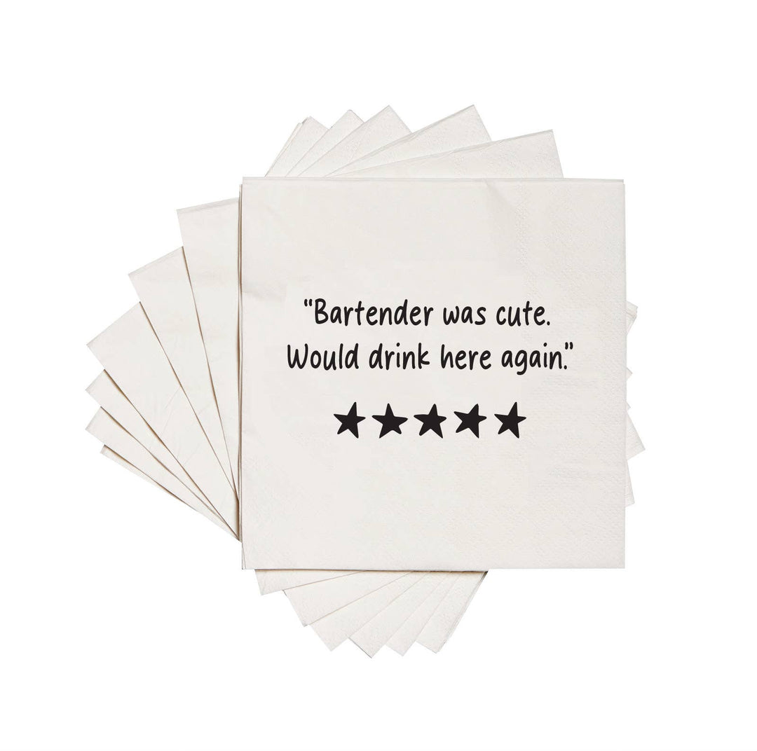 Bartender was cute | Funny Cocktail Napkins