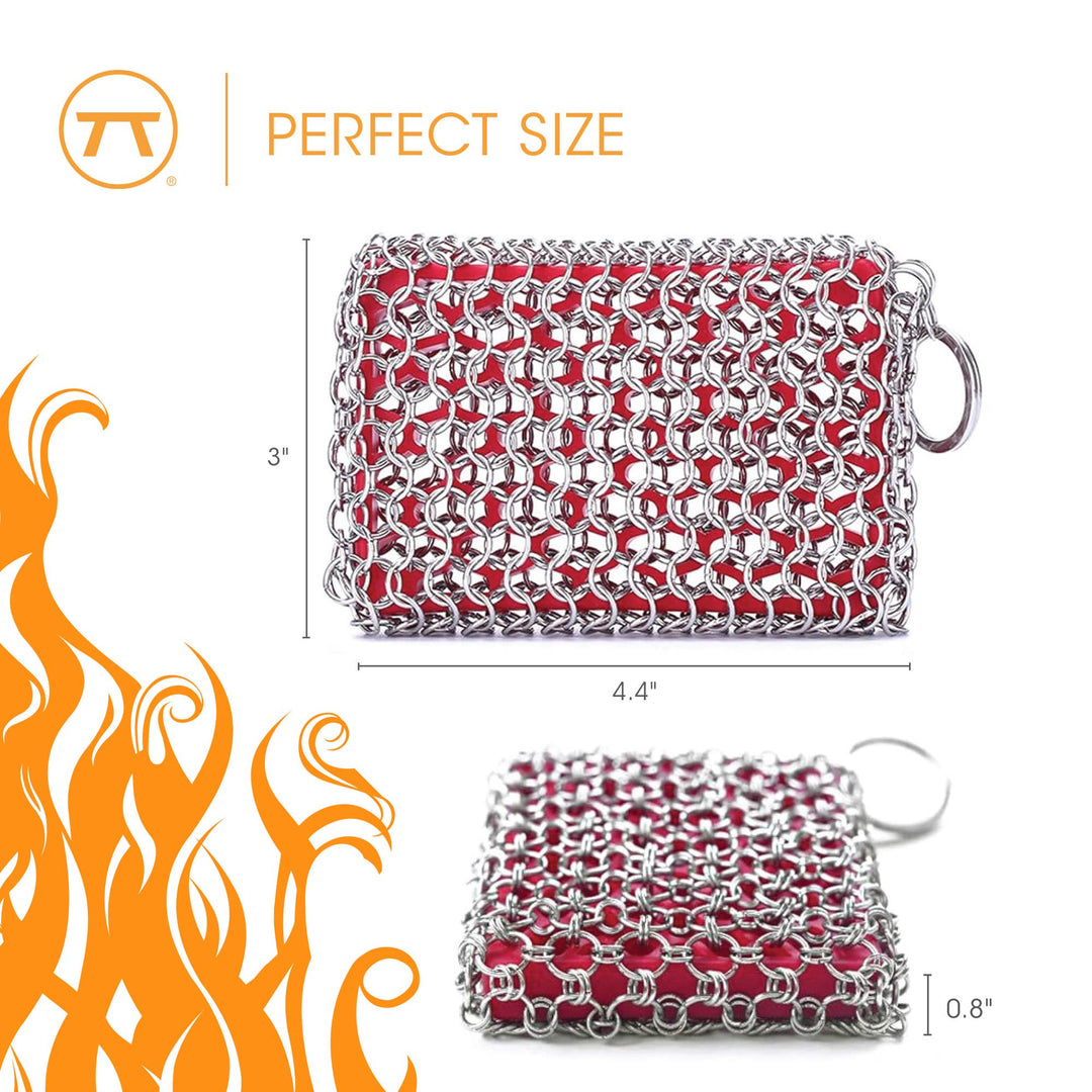 Outset Chain Mail Cast Iron Scrubber Pad, 4.5" x 3.5"